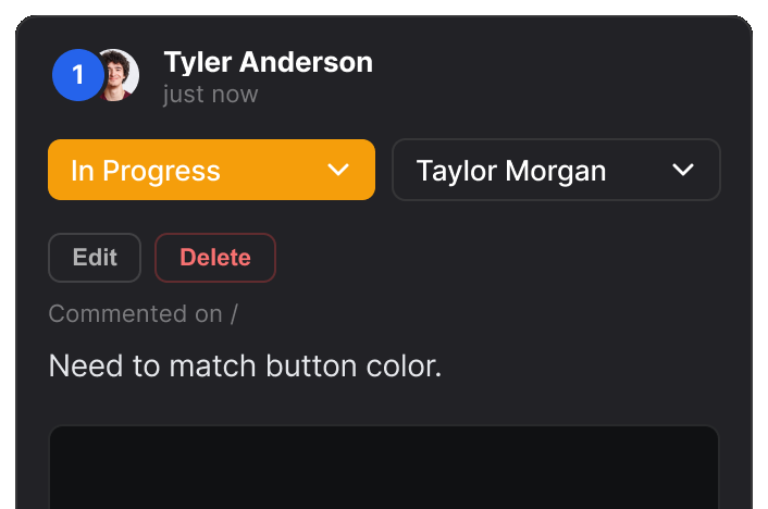 A comment assigned to a teammate