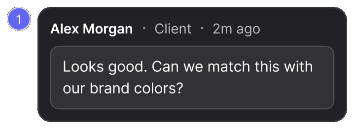 A client's comment on a page