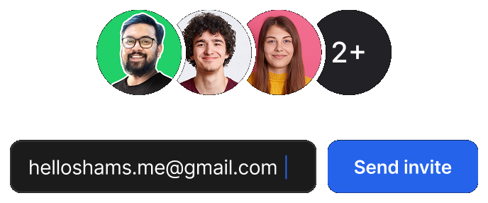 Team avatars and an invite field
