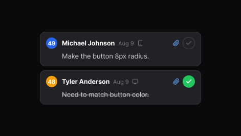 Two comments in a report, one resolved